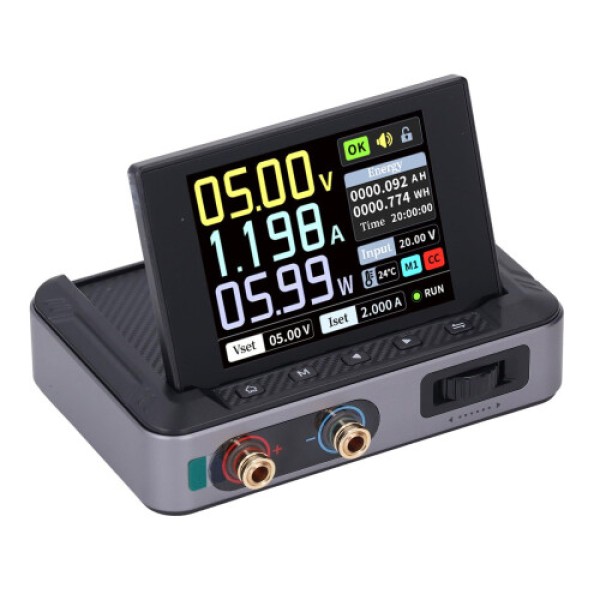 ポータブルDC電源、プログラム可能・可変 0–30V 0–5A 0–150W、HD IPSカラースクリーンと安全保護機能付き